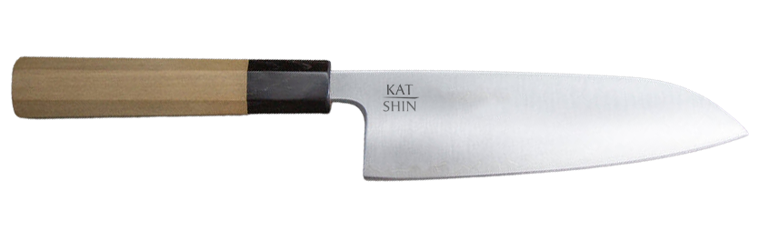 Cuchillo de cocina KatShin con hoja lisa y mango de madera